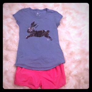 Justice Flip Sequin Rainbow 🌈 Bunny T-shirt